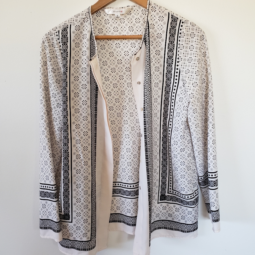 Studio M Button Front Top Blouse S